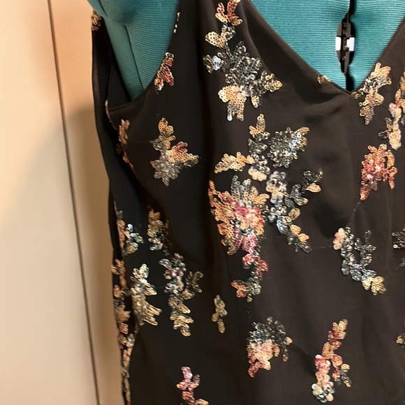 BANANA REPUBLIC Size Large, black floral sequin camisole. - Picture 4 of 6